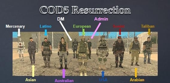 COD5 Resurrection Skins Pack